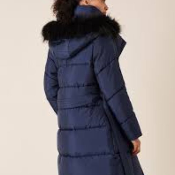 Pasty Long Padded Coat in Recycled Fabric Blue - Picture 2 of 3